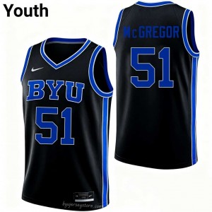 Jared McGregor #51 BYU Player Youth Black Basketball Stitched Authentic Jersey 83427180