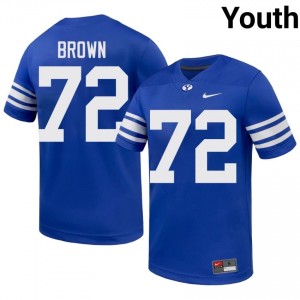 BYU Cougars Youth Joe Brown #72 Royal Football Player Premium Embroidered Jersey 69385164