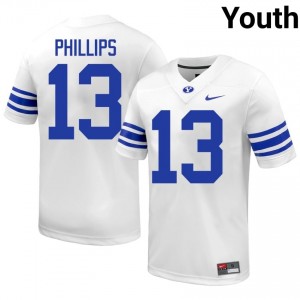 Jojo Phillips #13 BYU NCAA Youth White Football Stitched Authentic Jersey 13500963