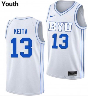 BYU Cougars Youth Keba Keita #13 White Basketball Player Premium Embroidered Jersey 67714315