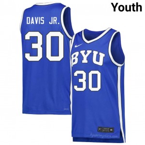 Official #30 Kennard Davis Jr. Royal Cougars Youth NCAA Basketball Pro-Grade Embroidered Jersey 12943913