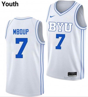 BYU Cougars Youth Khadim Mboup #7 White Basketball College Premium Embroidered Jersey 84549094