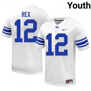 Preston Rex #12 BYU Cougars Player Youth White Football Stitched Authentic Jersey 94995339