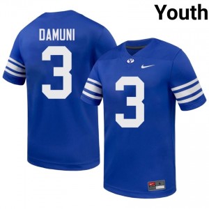 Cougars Youth Raider Damuni #3 Royal Football High School Premium Embroidered Jersey 42246617