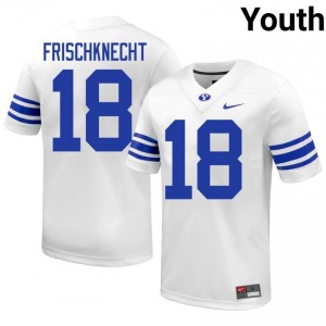 Reggie Frischknecht #18 Cougars NCAA Youth White Football Stitched Authentic Jersey 43689381