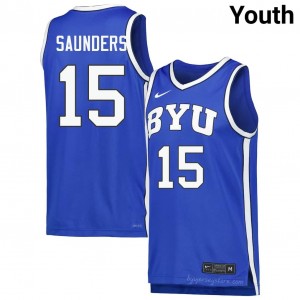 Official #15 Richie Saunders Royal Cougars Youth High School Basketball Pro-Grade Embroidered Jersey 70848706