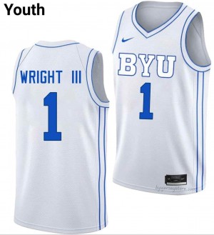 BYU Cougars Youth Robert Wright III #1 White Basketball Player Premium Embroidered Jersey 23138146