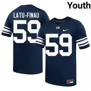Official #59 Siosiua Latu-Finau Navy BYU Cougars Youth NCAA Football Pro-Grade Embroidered Jersey 17876359