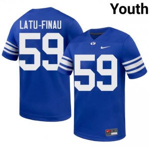 BYU Cougars Youth Siosiua Latu-Finau #59 Royal Football High School Premium Embroidered Jersey 41628739