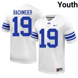 Tiger Bachmeier #19 BYU NCAA Youth White Football Stitched Authentic Jersey 88629796