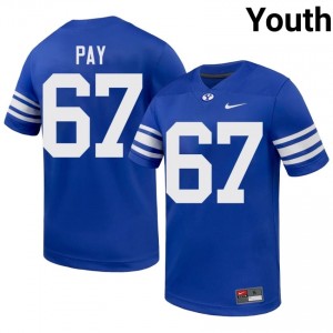 BYU Youth Trevor Pay #67 Royal Football Player Premium Embroidered Jersey 93733190