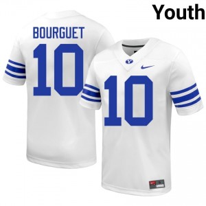 Treyson Bourguet #10 BYU College Youth White Football Stitched Authentic Jersey 87493651