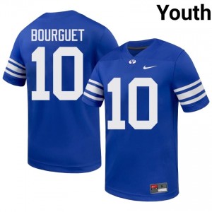 BYU Cougars Youth Treyson Bourguet #10 Royal Football High School Premium Embroidered Jersey 29376512