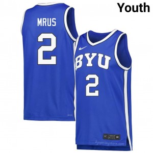 Official #2 Tyler Mrus Royal Cougars Youth Player Basketball Pro-Grade Embroidered Jersey 65278719
