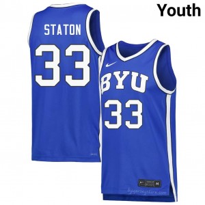 Official #33 Xavion Staton Royal Cougars Youth High School Basketball Pro-Grade Embroidered Jersey 50402978