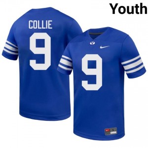 BYU Cougars Youth Austin Collie #9 Royal Football NCAA Premium Embroidered Jersey 92486811
