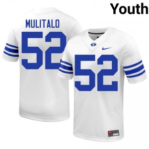 Bott Mulitalo #52 BYU Cougars High School Youth White Football Stitched Authentic Jersey 72483193