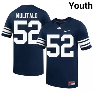 Official #52 Bott Mulitalo Navy BYU Youth College Football Pro-Grade Embroidered Jersey 18427674