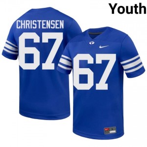 BYU Youth Brady Christensen #67 Royal Football High School Premium Embroidered Jersey 46147356
