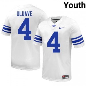 Cade Uluave #4 BYU Cougars Player Youth White Football Stitched Authentic Jersey 18155356