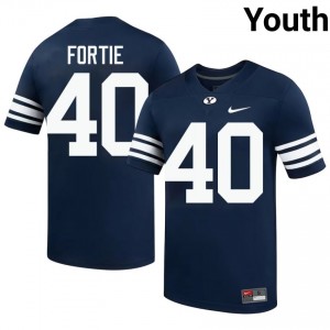Official #40 Eldon Fortie Navy BYU Youth NCAA Football Pro-Grade Embroidered Jersey 99839540