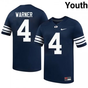 Official #4 Fred Warner Navy BYU Youth College Football Pro-Grade Embroidered Jersey 80961244