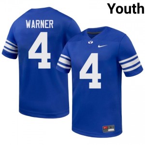 BYU Youth Fred Warner #4 Royal Football Player Premium Embroidered Jersey 38117982