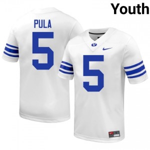 Jaron Pula #5 BYU Cougars NCAA Youth White Football Stitched Authentic Jersey 35541954