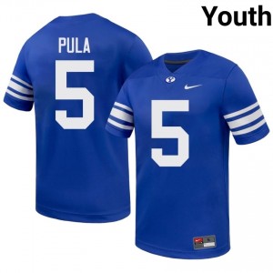 Cougars Youth Jaron Pula #5 Royal Football College Premium Embroidered Jersey 50613456