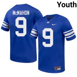BYU Youth Jim McMahon #9 Royal Football NCAA Premium Embroidered Jersey 33687923