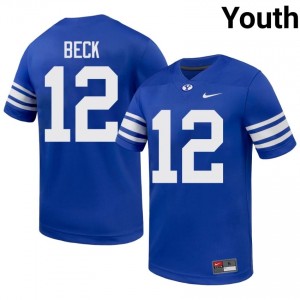 BYU Youth John Beck #12 Royal Football High School Premium Embroidered Jersey 44374229