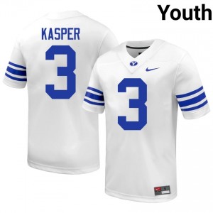 Kyler Kasper #3 Cougars High School Youth White Football Stitched Authentic Jersey 49571693