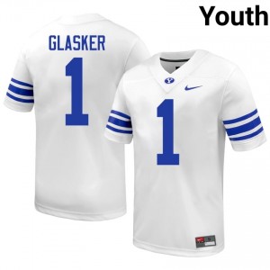 Legend Glasker #1 BYU College Youth White Football Stitched Authentic Jersey 96872862