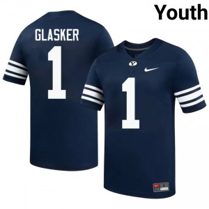 Official #1 Legend Glasker Navy Cougars Youth NCAA Football Pro-Grade Embroidered Jersey 15083241