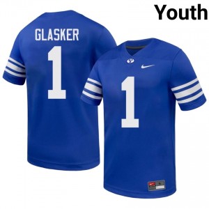 BYU Cougars Youth Legend Glasker #1 Royal Football High School Premium Embroidered Jersey 34312570