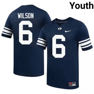 Official #6 Marc Wilson Navy BYU Cougars Youth High School Football Pro-Grade Embroidered Jersey 88146554