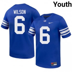 BYU Cougars Youth Marc Wilson #6 Royal Football NCAA Premium Embroidered Jersey 59959856