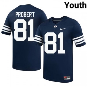 Official #81 Marion Probert Navy BYU Youth College Football Pro-Grade Embroidered Jersey 28417985