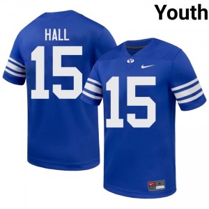 BYU Youth Max Hall #15 Royal Football High School Premium Embroidered Jersey 69727248