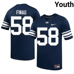 Official #58 Paki Finau Navy Cougars Youth Player Football Pro-Grade Embroidered Jersey 76815341