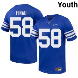 BYU Cougars Youth Paki Finau #58 Royal Football College Premium Embroidered Jersey 22972225