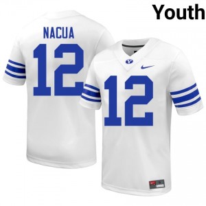 Puka Nacua #12 BYU High School Youth White Football Stitched Authentic Jersey 71063998