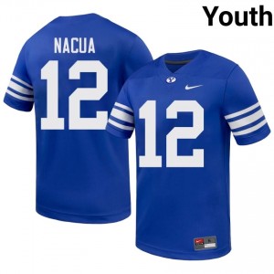 BYU Cougars Youth Puka Nacua #12 Royal Football Player Premium Embroidered Jersey 11591355