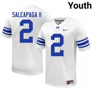 Roger Saleapaga II #2 BYU Cougars High School Youth White Football Stitched Authentic Jersey 51934734