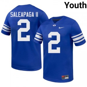 BYU Youth Roger Saleapaga II #2 Royal Football Player Premium Embroidered Jersey 11994906