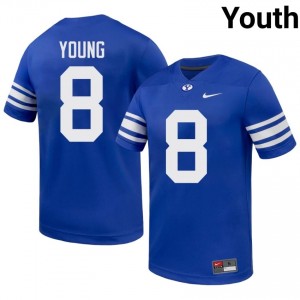 BYU Youth Steve Young #8 Royal Football NCAA Premium Embroidered Jersey 12048507