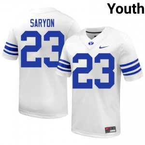 Terrance Saryon #23 BYU Cougars College Youth White Football Stitched Authentic Jersey 92477925