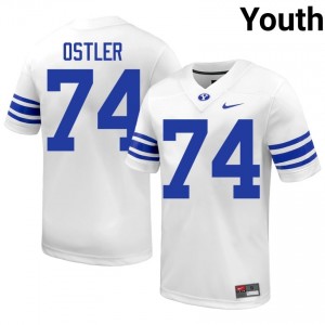 Trevin Ostler #74 BYU Cougars Player Youth White Football Stitched Authentic Jersey 47153560