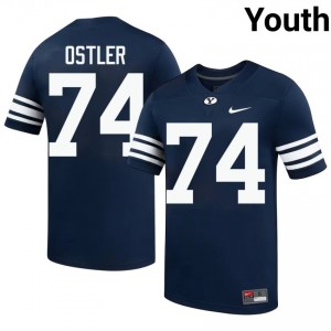 Official #74 Trevin Ostler Navy BYU Youth High School Football Pro-Grade Embroidered Jersey 14535817
