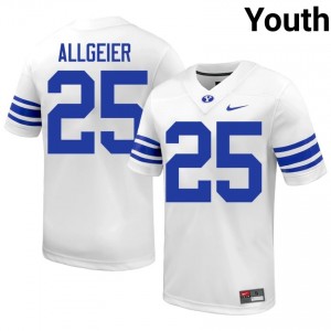Tyler Allgeier #25 BYU Player Youth White Football Stitched Authentic Jersey 94431435